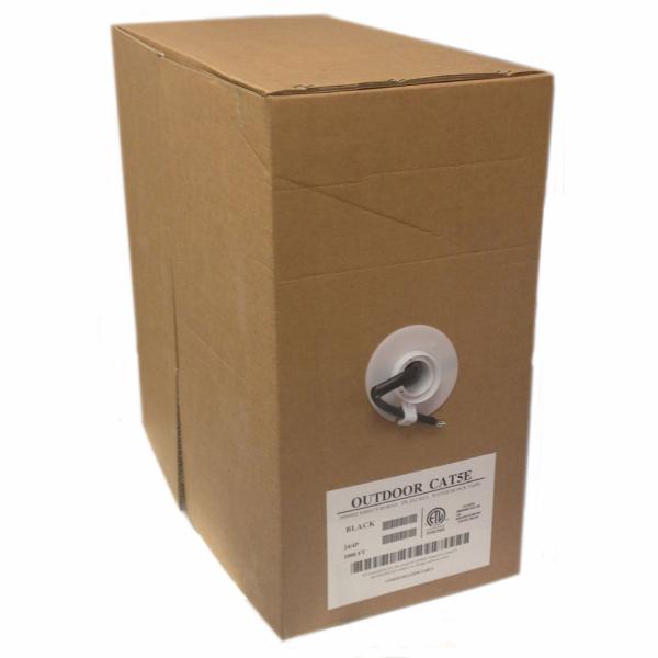 1000 ft. Solid UTP CAT5e (350MHz) Network Cable - CMX - Outdoor Direct Burial - Black